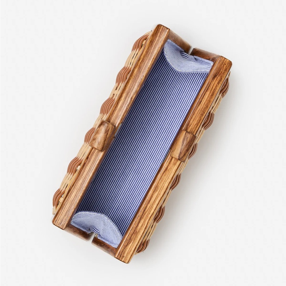 jmaclaughing - New - Elegant Woven Clutch Bag - Brown and Tan - Picture 2 of 3